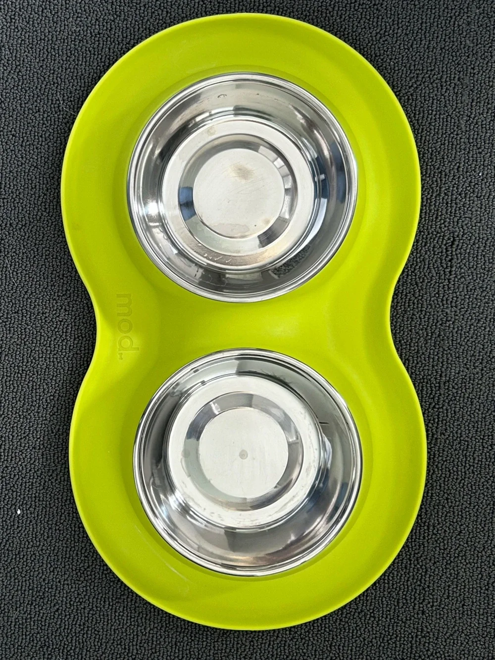 Mod -Double Stainless Steel Pet Bowls in Lime Yellow Stand